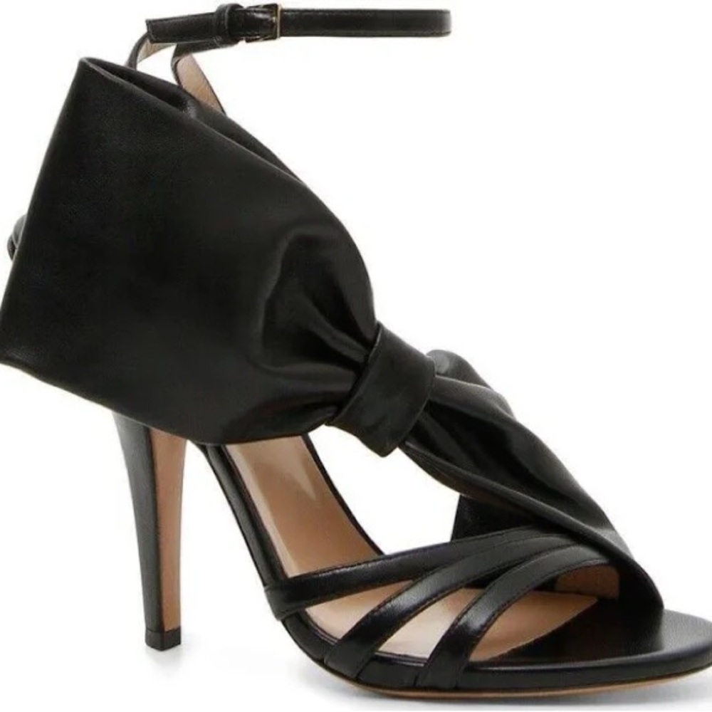 Valentino Garavani Black Leather Side Bow Sandals – Size 37.5 - Picture 2 of 3